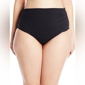 NEW Anne Cole Black Convertible High Waist Shirred Swim Bottom Ruched Size 20W